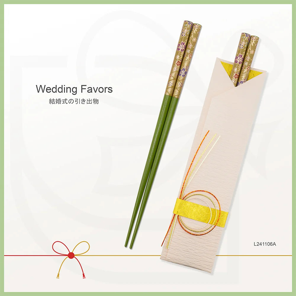 L241106 | Japan tie-the-knot chopsticks with tailormade cover 日本製緣御結筷子