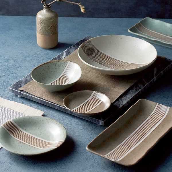 L2306-06 (預訂) 日本製 美濃燒 “粋十草” 長碟 3 件套裝 ; Miyo-yaki long dishes (set of 3) in understated lines