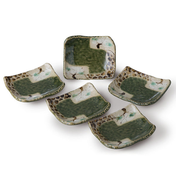 L2306-09 (預訂) 日本製 美濃燒 “織部櫻” 小碟套裝 (5 隻) (限量版) ; Miyo-yaki small dishes in set of 5 (limited edition)