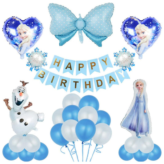 L2307-12  (預訂) 【冰雪奇緣 FROZEN】主題生日派對佈置氣球及裝飾套裝 ; Elsa@Frozen party balloons and decoration set