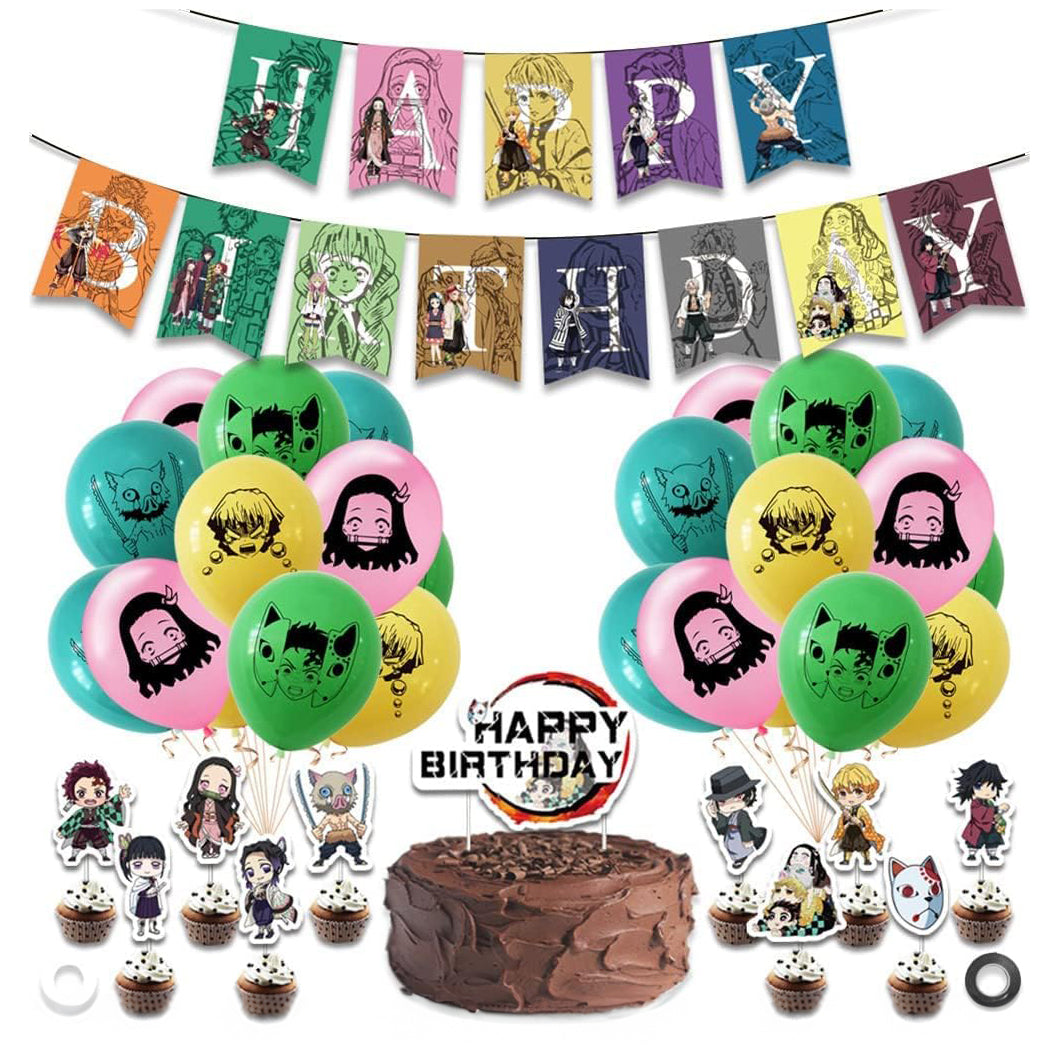 L2307-18 (預訂) 【鬼滅の刃 Demon Slayer】主題生日派對佈置氣球及裝飾套裝 ; "Demon Slayer" party balloons and decoration set