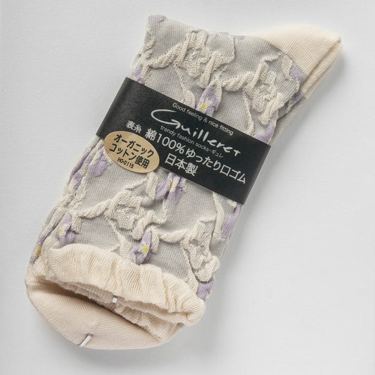 L240501 日本製時尚立體織花圖案花襪 ; 3D floral pattern socks (Made in Japan)