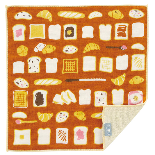 L240507 日本製今治「麵飽嘉年華」小毛巾 ; Imabari handkerchief in "Butter & Jam on Bread" pattern