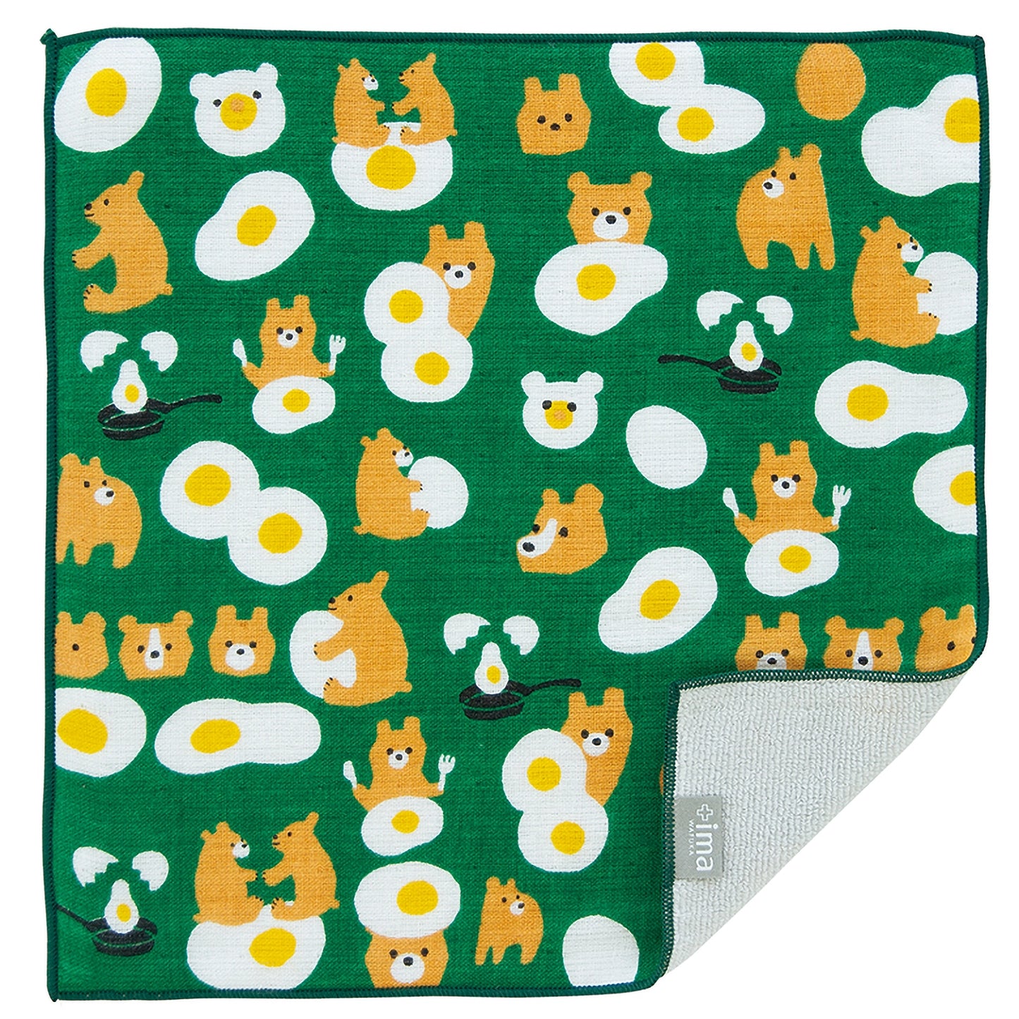 L240510 日本製今治「小熊煎蛋」小毛巾 ; Imabari handkerchief in "Cute Bear & Egg" pattern