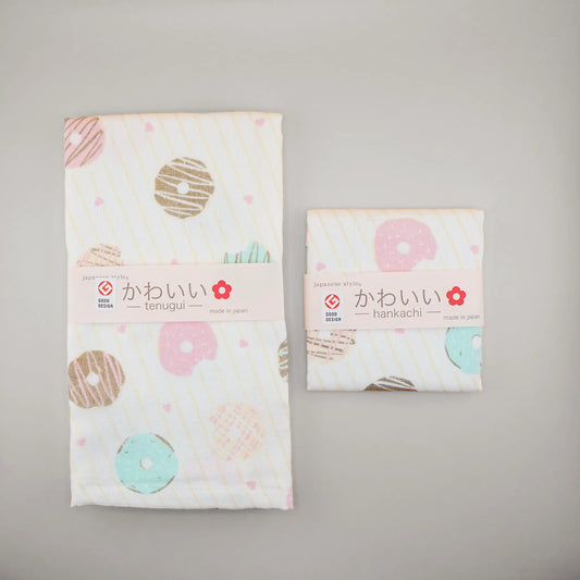 L221042  (現貨) 日本製 GOOD DESIGN 受賞紗巾套裝 (冬甩) ; GOOD DESIGN towel set in "Donut" pattern