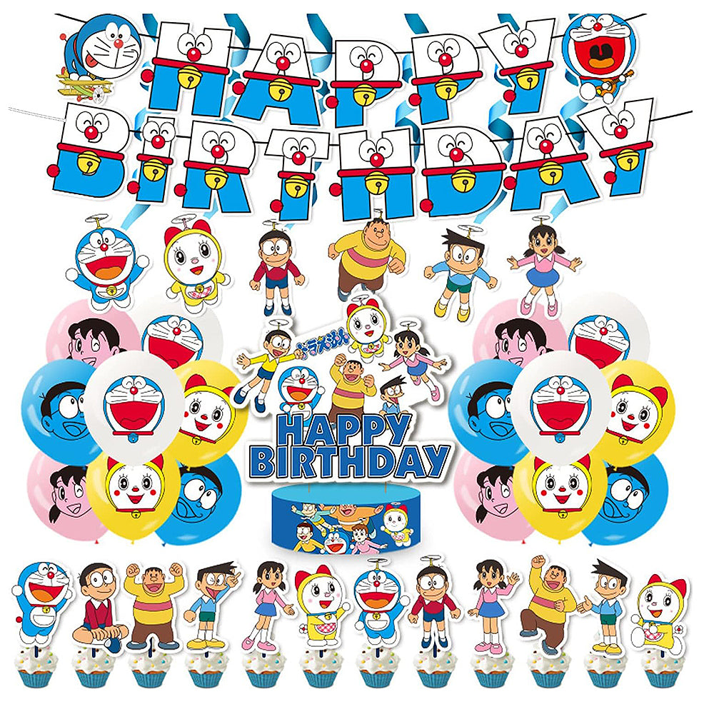 L2307-14 (預訂) 【叮噹 DORAEMON】主題生日派對佈置氣球及裝飾套裝 ; Doraemon party balloons and decoration set